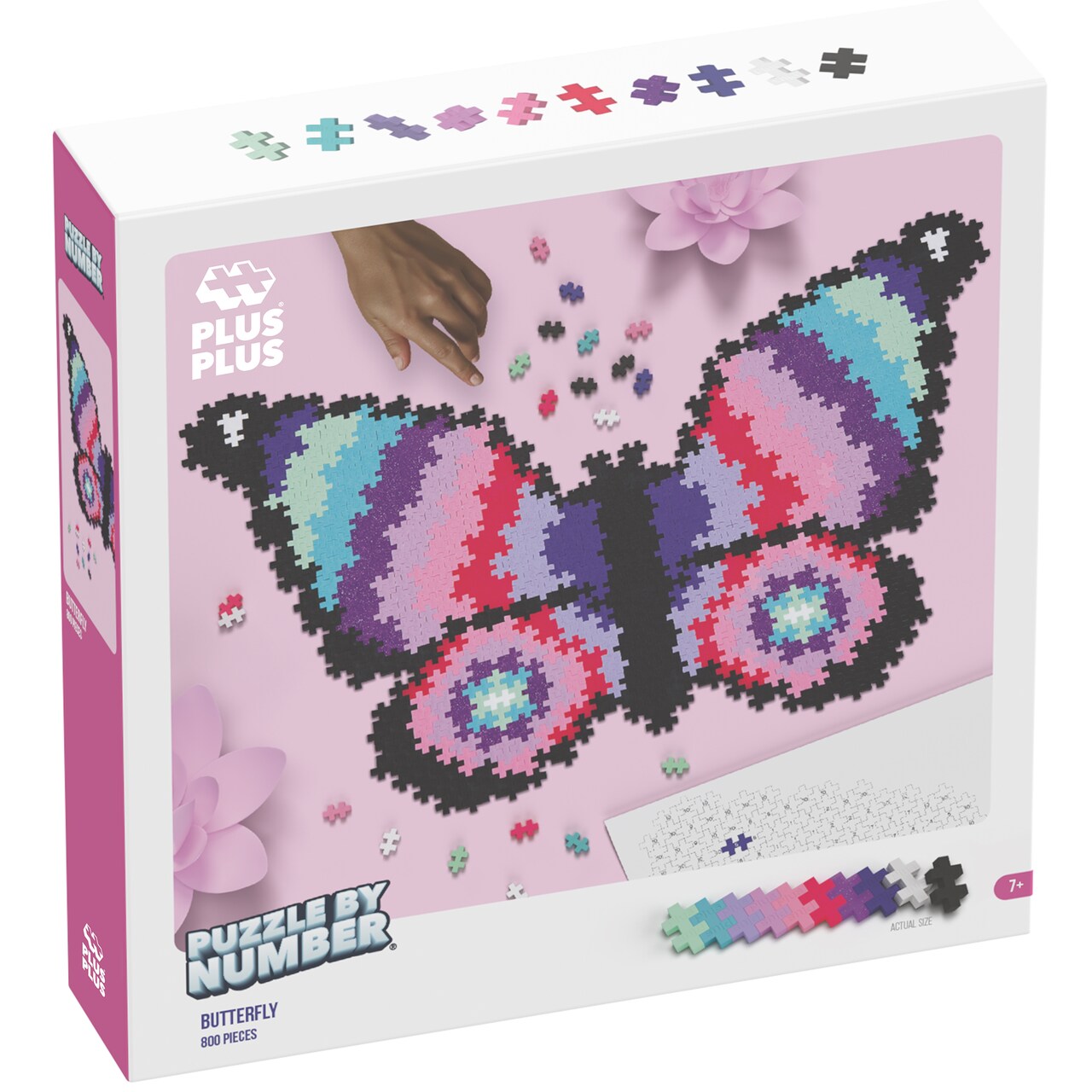 Plus-Plus: Puzzle by Number - Butterfly - 800 Piece - Color To Number Matching, Interlocking Mini Blocks, Construction Building STEM Toy, Kids Ages 7+
